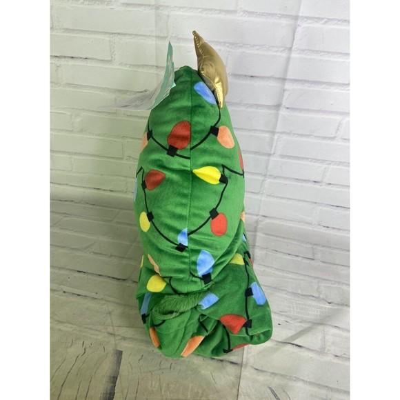 Pillowfort Christmas Tree Hooded Blanket Soft Plush Green Ornaments NEW - Picture 5 of 6